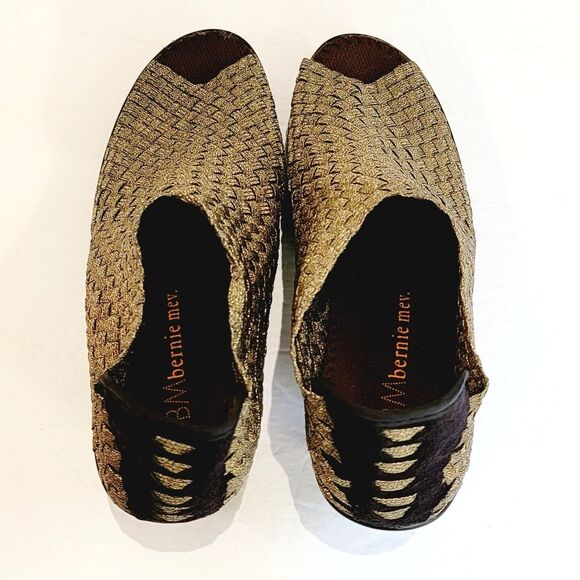 Bernie Mev Claire Peep Toe Booties Womens Size 39 8.5 Bronze Woven Pumps Sandals - Picture 8 of 10